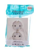 Розетка 2-м СП VESNA с заземл. со шторками ПБТ кремов. LEZARD 742-0300-178B