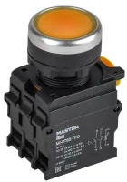 Кнопка d22мм 1НО+1НЗ MASTER с подсветкой и фиксацией желт. IEK MI-BT60-11TD-3-11-K05