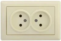 Розетка 2-м СП Bolero РС20-1-0-БК 10А IP20 без заземл. механизм крем. IEK ERB20-K33-10
