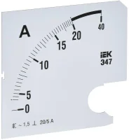 Шкала сменная для амперметра Э47 20/5А-1.5 96х96мм IEK IPA20D-SC-0020