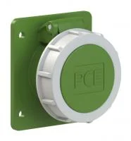 3822-11f87v PCE Розетка встраиваемая 16A/24-42V/2P/IP67, фланец 75x85, никелированные контакты