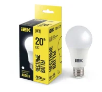 Лампа светодиодная Eco 20Вт A60 грушевидная 4000К нейтр. бел. E27 230В IEK LLE-A60-20-230-40-E27