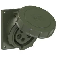 4252-6.u PCE Розетка встраиваемая наклонная 32А/400V/3P+N+E/IP67, фланец 92x100, бронзово-зелёный