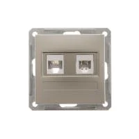 Розетка компьютерная + телефонная 2-м СП W59 RJ45 + RJ11 кат.5E 1А механизм шампань SE RSI-251TK5E-4-86