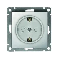 Розетка 1-м СП Афина 16А IP20 с заземл. защ. шторки механизм серебр. Universal A0049-S