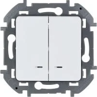 Выключатель 2-кл. Inspiria 10А IP20 250В 10AX с подсветкой/индикацией механизм бел. Leg 673630