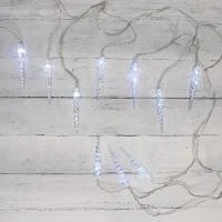 Гирлянда светодиодная "Айсикл" (бахрома) "Сосульки" 1.5х0.25м 10LED бел. 0.51Вт IP20 провод прозр. Neon-Night 303-068
