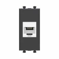 Розетка телефонная 1мод. Avanti "Черный матовый" RJ12 модульная без шторок механизм DKC 4412611