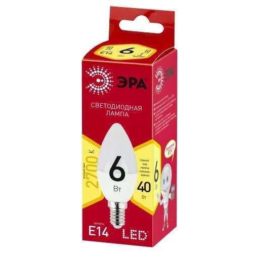 Лампа светодиодная LINE LED B35-6W-827-E14 R B35 6Вт свеча E14 тепл. бел. ЭРА Б0052383