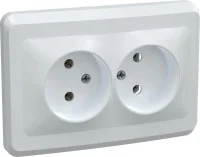 Розетка 2-м СП Вега РС12-2-ВБ без заземл. контакта без защ. штор 10А бел. IEK ERV20-K01-10-DM