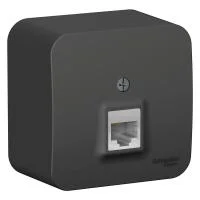 Розетка компьютерная 1-м ОП Blanca RJ45 кат.5E с изолир. пластиной антрацит SE BLNIA045006