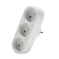 Разветвитель 3-м плоский без заземл. 10А 2200Вт 250В бел. DОМТОК 2655