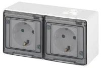 Розетка Эксперт 11-2504-01 2х2P+E гориз. IP55 шторки 16А-250В ОУ бел. Эра Б0063262