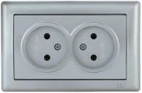 Розетка 2-м СП Bolero РС20-1-0-БС 10А IP20 без заземл. механизм серебр. IEK ERB20-K23-10