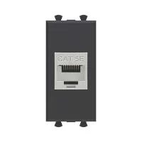 Розетка компьютерная 1мод. Avanti "Черный матовый" RJ45 кат.5E без шторок экранир. модульная механизм DKC 4412761