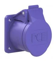 363f4v PCE Розетка встраиваемая 16А/24V/2P+E/IP44, фланец 55х55, никелированные контакты