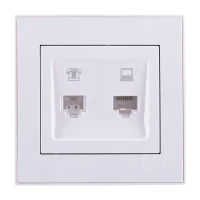 Розетка компьютерная + телефонная 2-м СП Rain RJ45 + RJ11 бел. LEZARD 703-0202-143