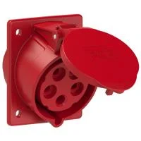 425-6 PCE Розетка встраиваемая наклонная 32А/400V/3P+N+E/IP44, фланец 80x97