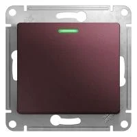 Выключатель 1-кл. СП Glossa 10А IP20 (сх. 1а) 10AX с подсветкой механизм баклажан. SE GSL001113