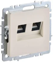 Розетка компьютерная двойная СП RJ45 кат.6 BRITE РК11-2-БрКр механизм беж. IEK BR-K20-2-K10