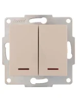 Выключатель 2-кл. 1п СП Karina 10А IP20 с подсветкой механизм крем. LEZARD 707-0388-112