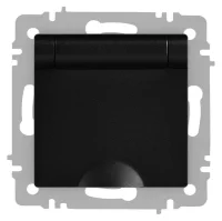 Розетка Accent 6-203-05 2P+E Schuko с крышкой 16А-250В IP20 СУ антрацит Intro Б0063747