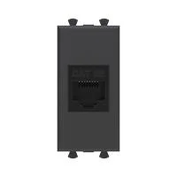 Розетка компьютерная 1мод. Avanti "Черный матовый" RJ45 кат.5E без шторок модульная механизм DKC 4412661