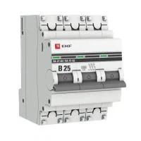 Выключатель автоматический модульный 3п B 25А 6кА ВА 47-63 PROxima EKF mcb4763-6-3-25B-pro