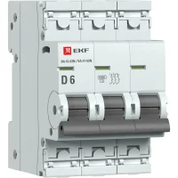 Выключатель автоматический модульный 3п D 6А 6кА ВА 47-63N PROxima EKF M636306D