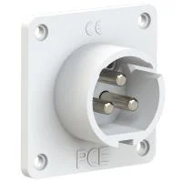 683-10v PCE Вилка встраиваемая 16A/24-42V/2P+E/IP44, никелированные контакты, фланец 70x70