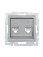 Розетка компьютерная + телефонная 2-м СП Vesna механизм платина LEZARD 742-3588-143
