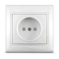 Розетка 1-м СП Севиль 16А IP20 без заземл. защ. шторки бел. UNIVersal С0047