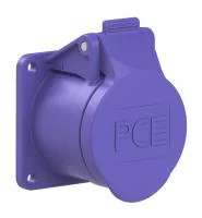 373f5v PCE Розетка встраиваемая 32А/24V/2P+E/IP44, фланец 55х55, никелированные контакты