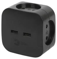 Разветвитель электрический SP-4-USB-B на 4 розетки 220В+ 2xUSB 2400мА без заземл 10А черн. Эра Б0049536