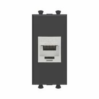 Розетка компьютерная 1мод. Avanti "Черный матовый" RJ45 кат.6A без шторок экранир. модульная механизм DKC 4412771