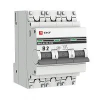 Выключатель автоматический модульный 3п B 2А 4.5кА ВА 47-63 PROxima EKF mcb4763-3-02B-pro