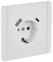 Розетка FORTE&PIANO FP247 16А USB A+C 18Вт с заземл. защ. штроки винт. крепл. бел. IEK FP-R14-16-U22-018-K01