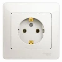 Розетка 1-м СП Glossa 16А IP20 с заземл. в сборе перламутр. SE GSL000642
