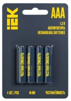 Аккумулятор GREEN Ni-MH AAA 1100мАч (блист.4шт) IEK AAK-NIMH-03-1100-L04