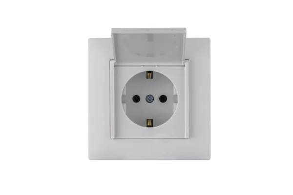 Розетка 1-м с крышкой Karea RIZZ с заземл. бел. Makel 88001029