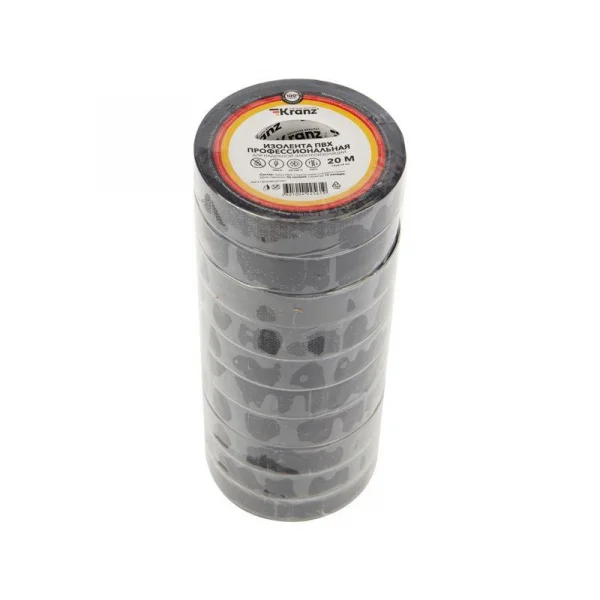 Изолента ПВХ профессиональная 0.18х19мм 20м черн. Kranz KR-09-2806