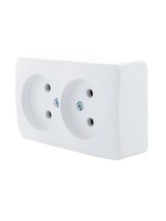 Розетка 2-м ОП Viola 16А IP20 без заземл. бел. LEZARD 751-0200-128