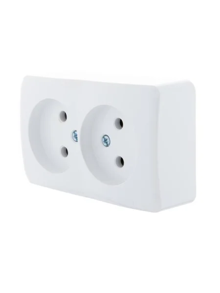 Розетка 2-м ОП Viola 16А IP20 без заземл. бел. LEZARD 751-0200-128