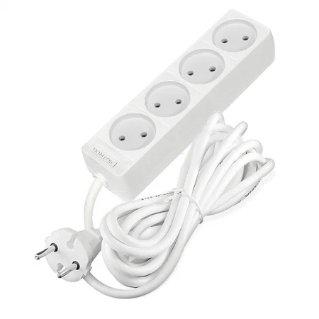 Удлинитель 4х3м без заземл. 10А IP20 2.2кВт ПВС 2х1 бел. DOMTOK 2356