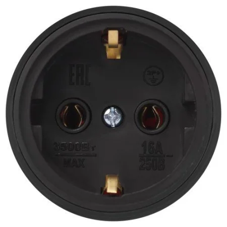 Розетка RX11-B-IP44 16А IP44 прямая с заземл. каучук черн. ЭРА Б0069325