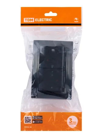 Розетка двойная 2П+З с защ. шт. и прозрачной крышкой 16А 250В IP44 антрацит "Таймыр" TDM