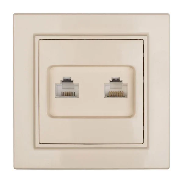 Розетка компьютерная + телефонная 2-м СП Минск RJ45 + Phone беж. EKF ERK00-135-20