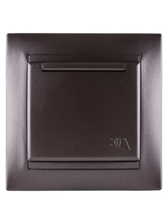 Розетка 2П+З 16А 250В IP44 с защ. шт. с крышкой шоколад "Лама" TDM