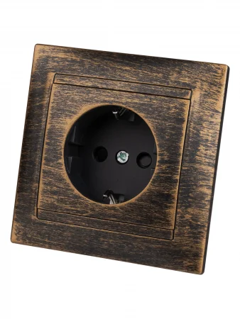 Розетка 2П+З 16А 250В с защ. шт. старинная бронза "Лама" TDM