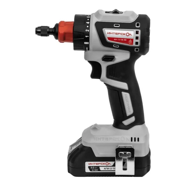Дрель-шуруповерт аккумуляторная бесщеточн. ДА-13/18В 50 комби АПИ (Li-ion кейс 2 аккум. 2А.ч 4 насадки) ИНТЕРСКОЛ 776.2.2.79